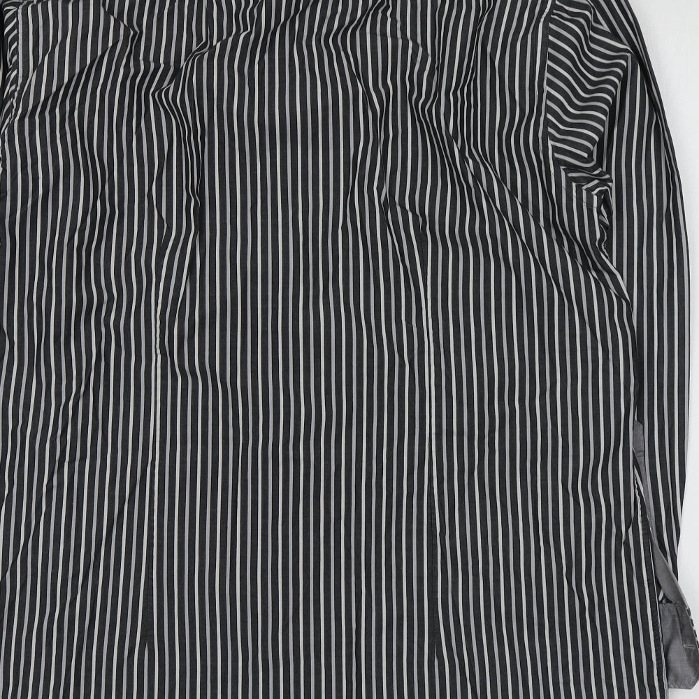 Venti Mens Grey Striped Cotton Button-Up Size 44 Collared