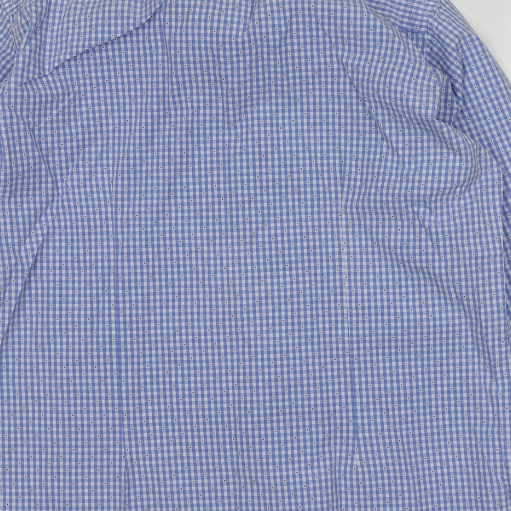 Venti Mens Blue Geometric Cotton Button-Up Size 44 Collared