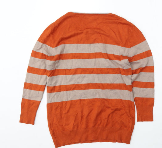 JUST ELEGANCE Womens Multicoloured Round Neck Striped Viscose Pullover Jumper Size S