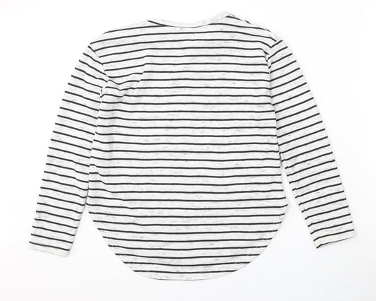 Atmosphere Womens White Round Neck Striped Polyester Pullover Jumper Size 10