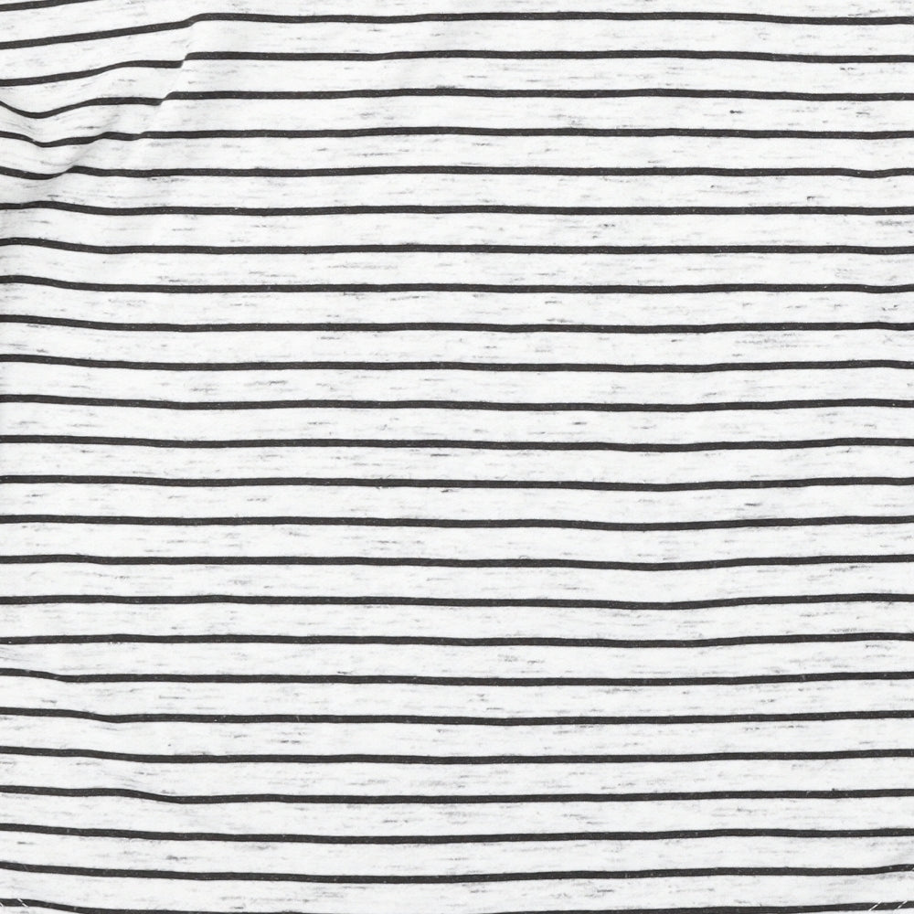 Atmosphere Womens White Round Neck Striped Polyester Pullover Jumper Size 10