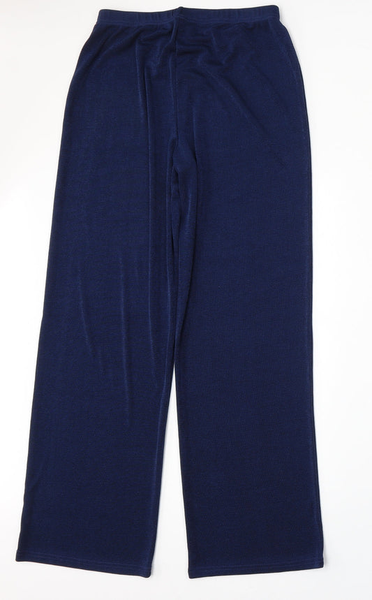 Anthology Womens Blue Polyester Trousers Size 12 L28 in Regular
