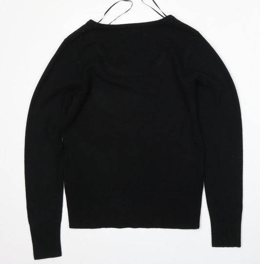 George Womens Black Round Neck Acrylic Pullover Jumper Size 10