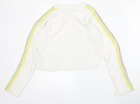Womens UK Size M Derek Heart White Pullover Jumper