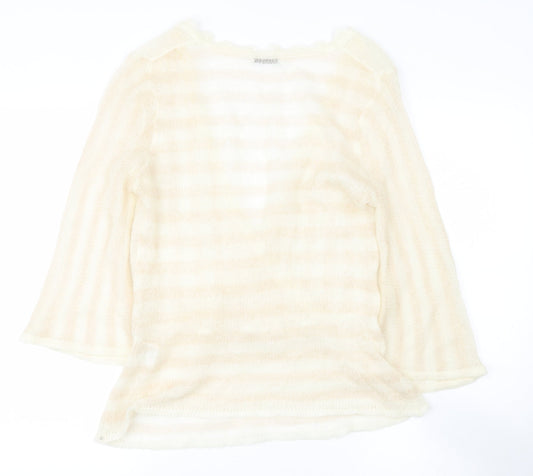 VILA Womens Beige Acrylic Basic Blouse Size M V-Neck