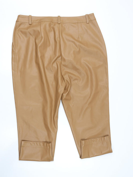TOP SHOP Womens Beige Polyester Dress Pants Trousers Size 18 L26 in Regular