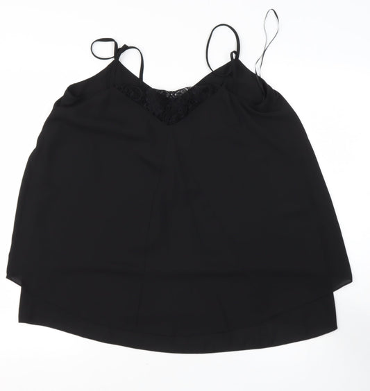 Coast Womens Black Polyester Camisole Blouse Size 10 V-Neck