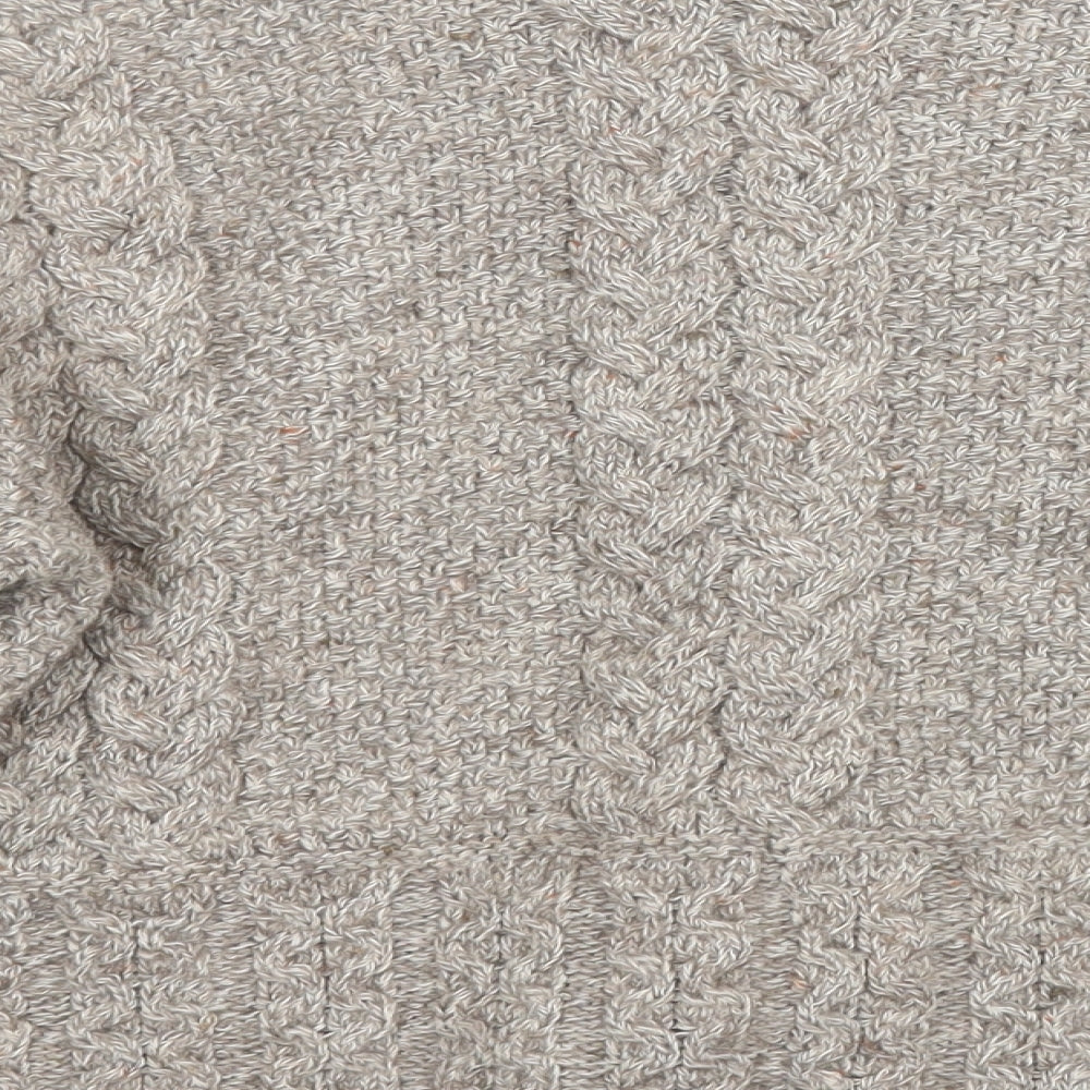 Emeralo Design Womens Beige Collared Acrylic Cardigan Jumper Size M