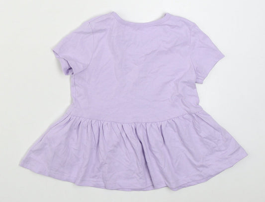 George Girls Purple 100% Cotton Skater Dress Size 3-4 Years Round Neck Pullover