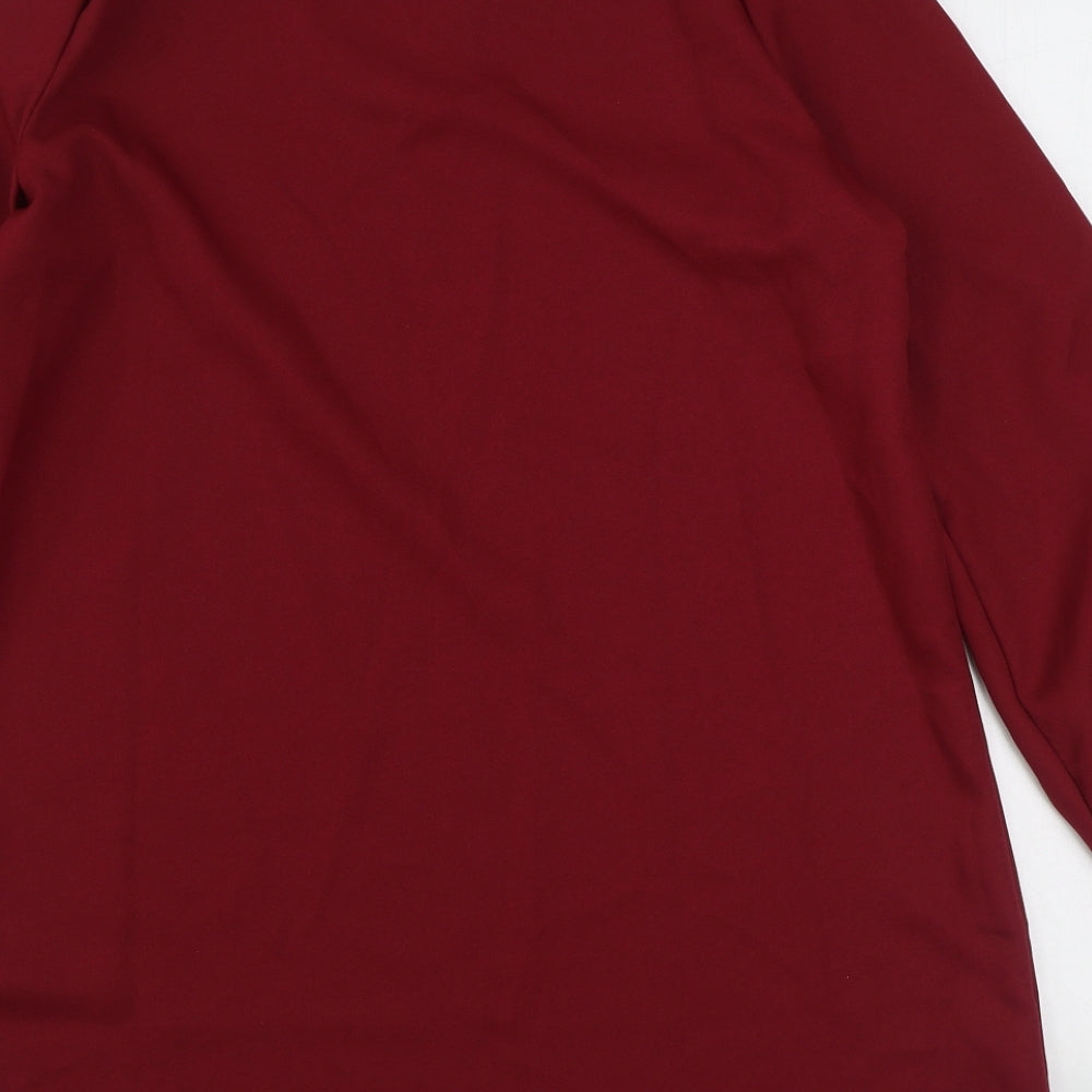 SheIn Womens Red Polyester A-Line Size M V-Neck Pullover