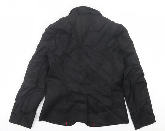 John Lewis Womens Black Striped Jacket Blazer Size 12 Button
