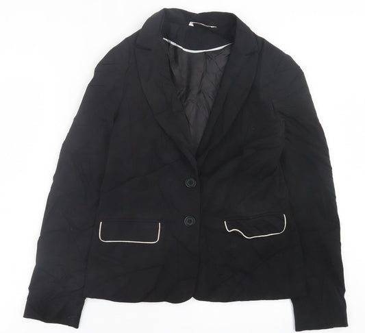 George Womens Black Jacket Blazer Size 12 Button
