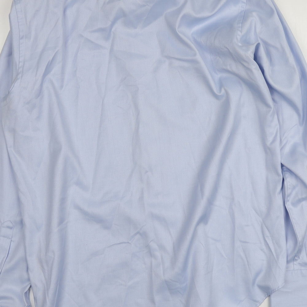 Profuomo Mens Blue Cotton Button-Up Size 45 Collared