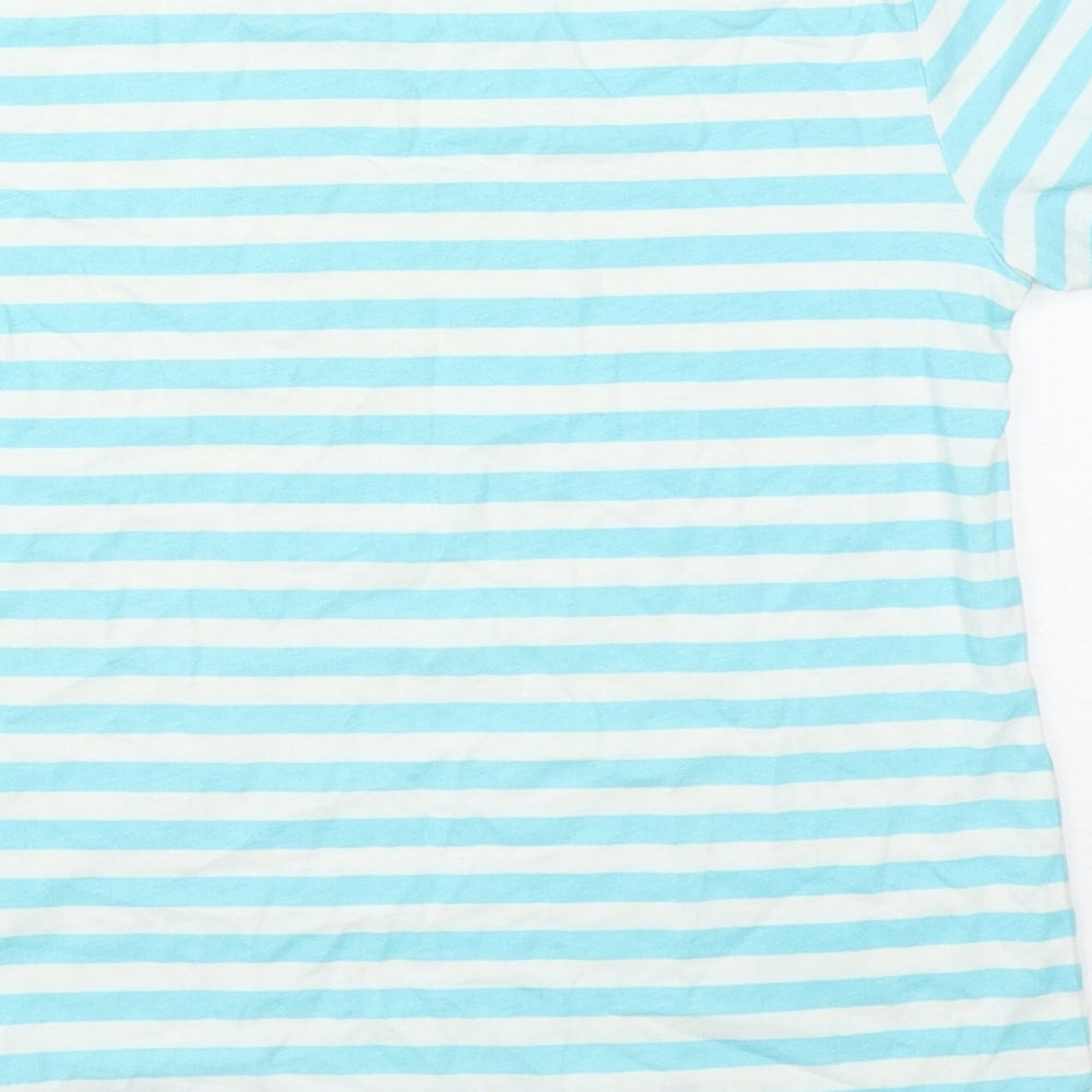 H&M Girls Multicoloured Striped Cotton Basic T-Shirt Size 8 Years Round Neck