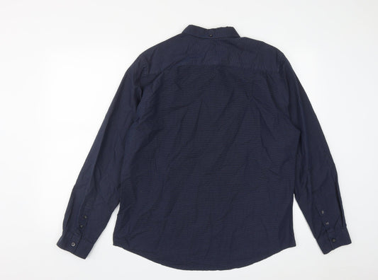 Mens UK Size L Debenhams Blue Button-Up Long Sleeve Casual Shirt