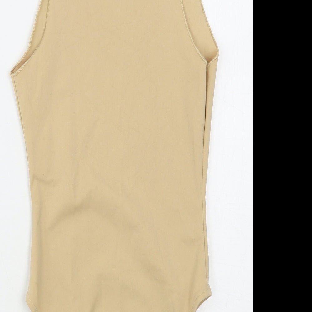 Pull&Bear Womens Beige Polyamide Bodysuit One-Piece Size S