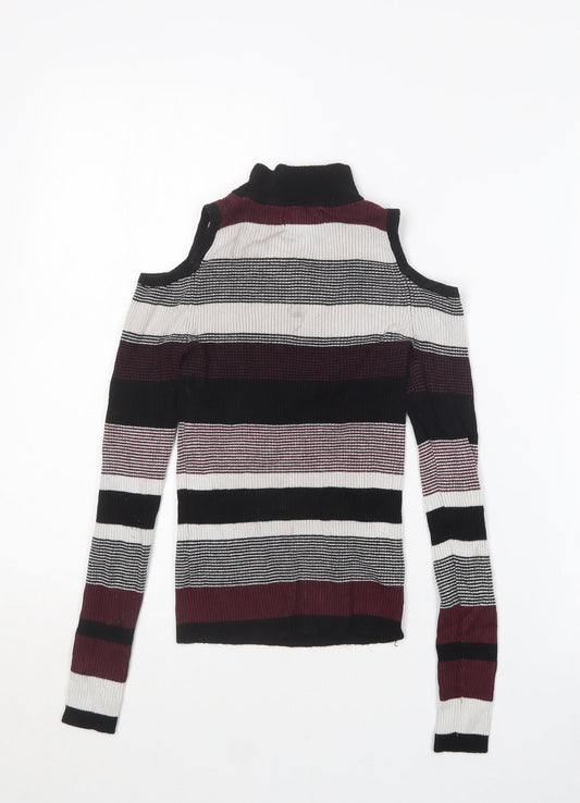 Primark Womens Multicoloured Crew Neck Striped Viscose Pullover Jumper Size 6