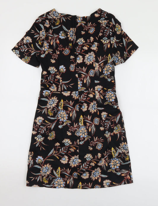 New Look Womens Multicoloured Floral Cotton Shift Size 8 Round Neck Zip