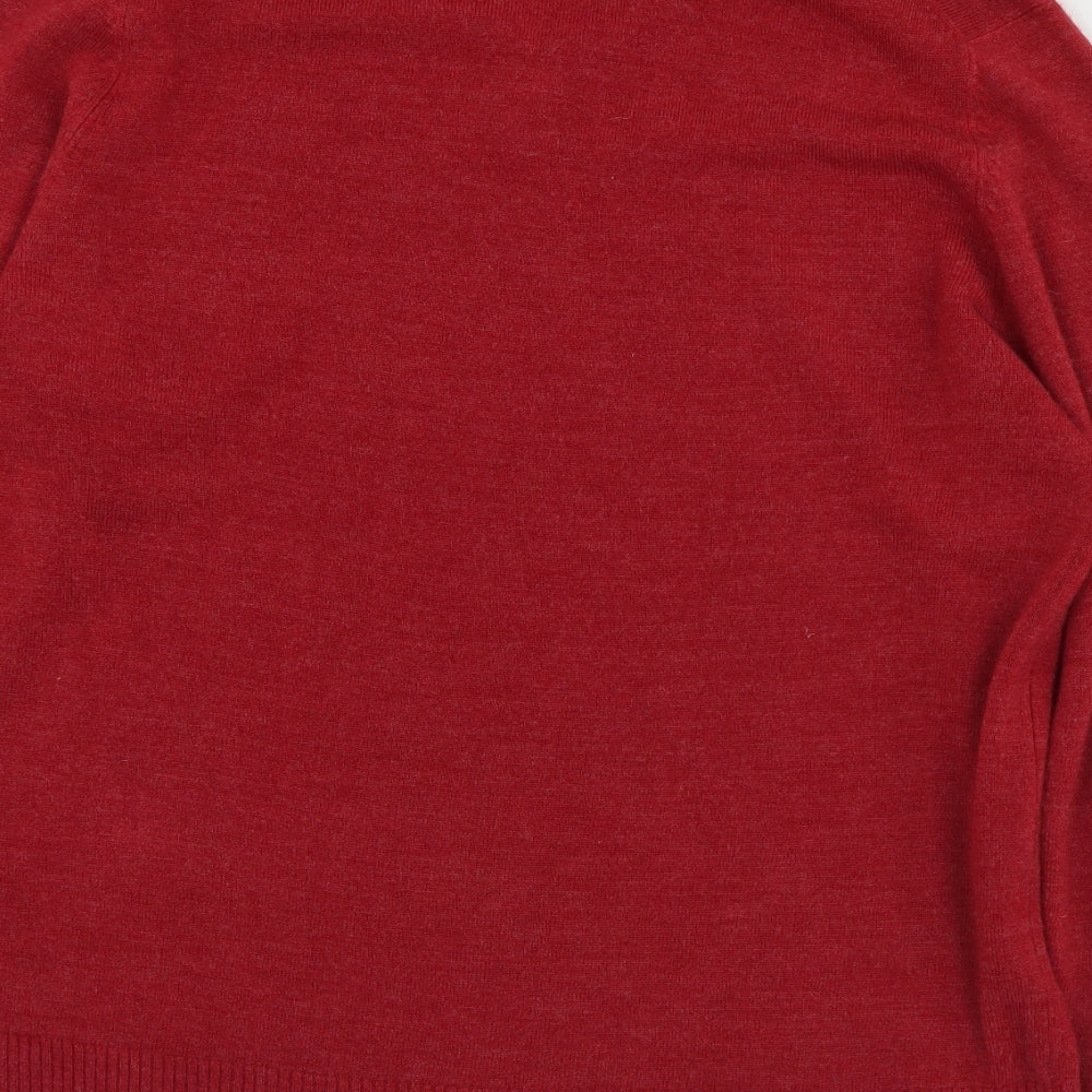 Bonmarché Mens Red V-Neck Acrylic Pullover Jumper Size L