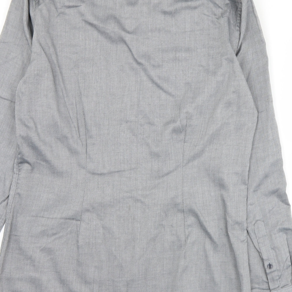 Mens UK Size 15.5 NEXT Grey Button-Up Long Sleeve Casual Shirt