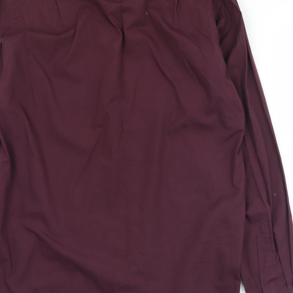 Mens UK Size 15.5 Marks and Spencer Purple Button-Up Long Sleeve Casual Shirt