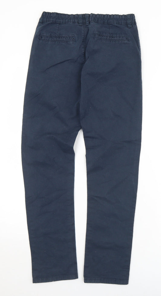 Dunnes Stores Mens Blue Cotton Chino Trousers Size 26 in L27 in Regular Button