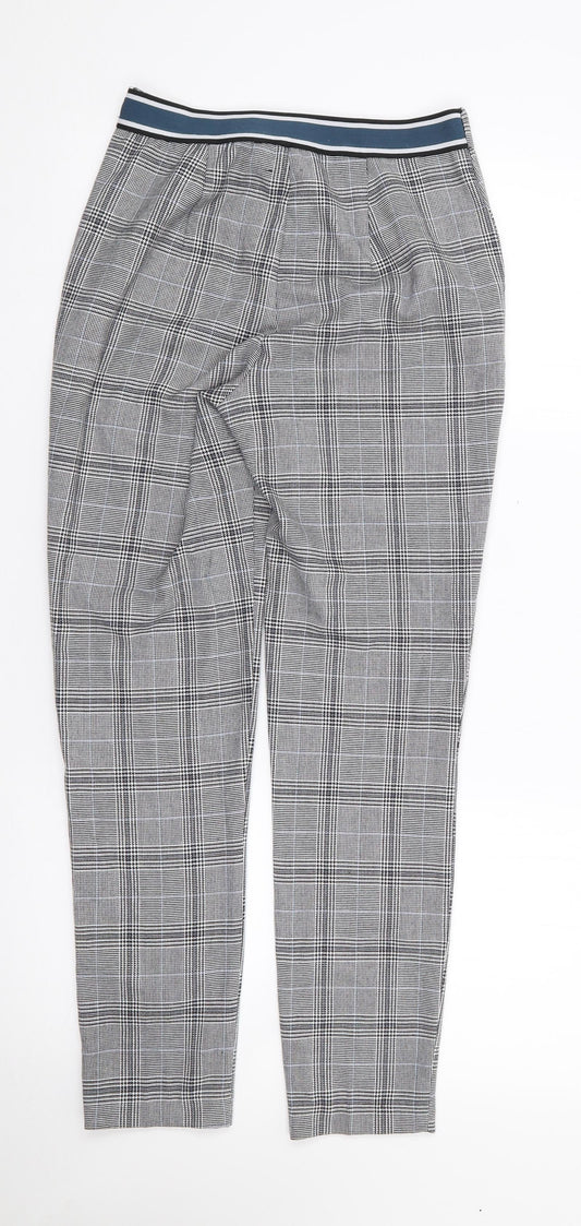 RESERVED Womens Black Plaid Polyester Trousers Size 6 L26 in Regular Zip