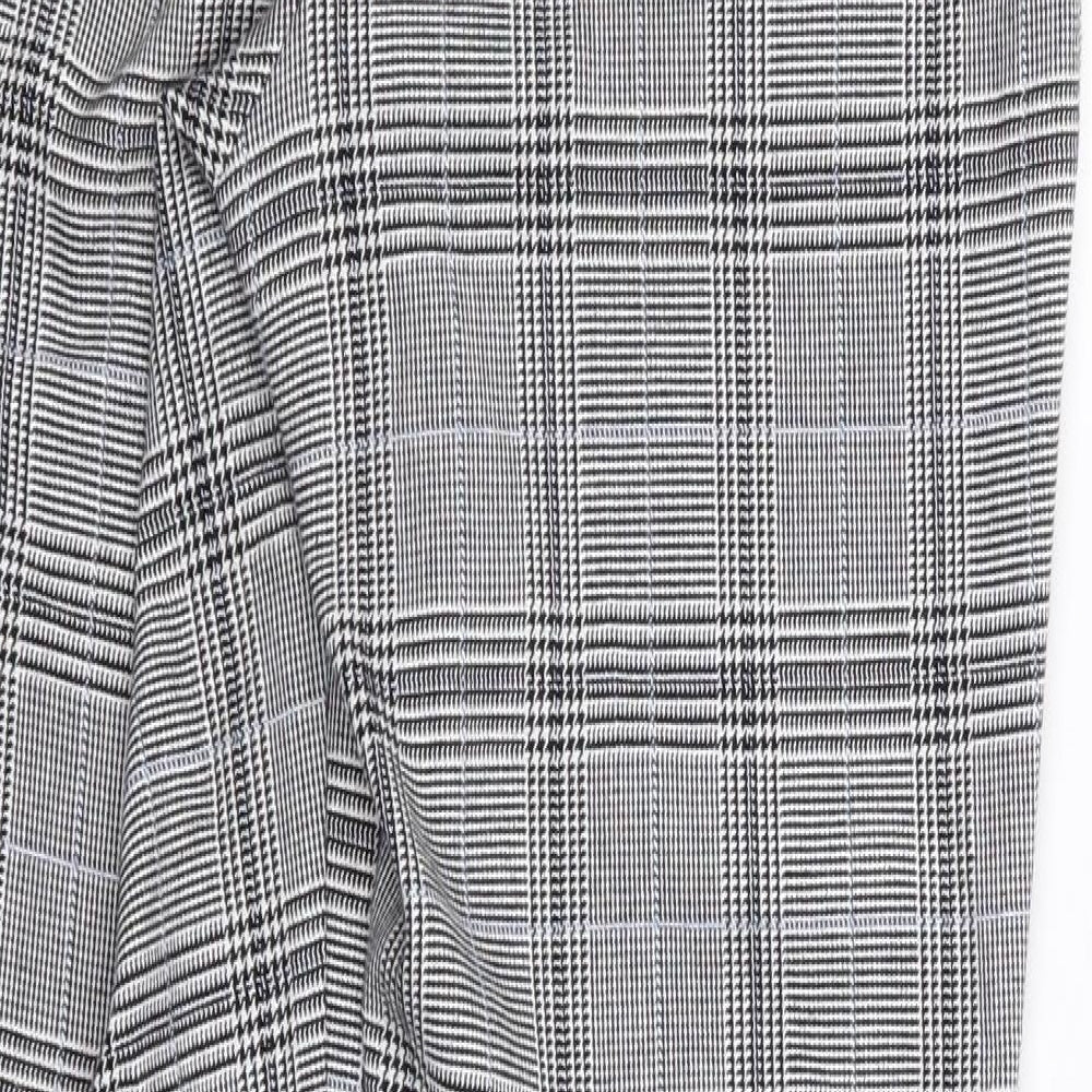 RESERVED Womens Black Plaid Polyester Trousers Size 6 L26 in Regular Zip
