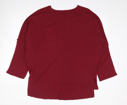 SheIn Womens Red Polyester Jersey Blouse Size L V-Neck