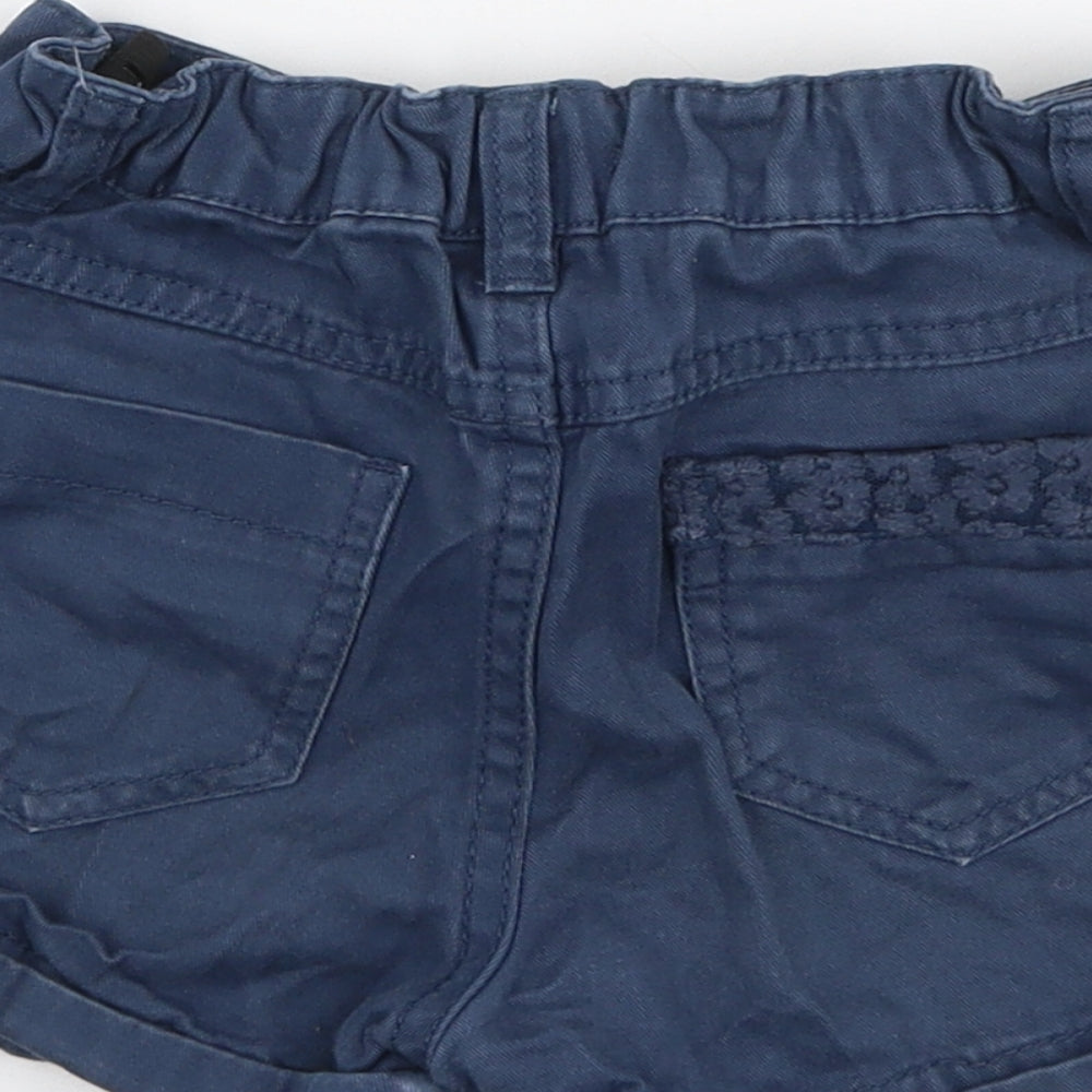 F&F Girls Blue Cotton Mom Shorts Size 5-6 Years Regular Zip
