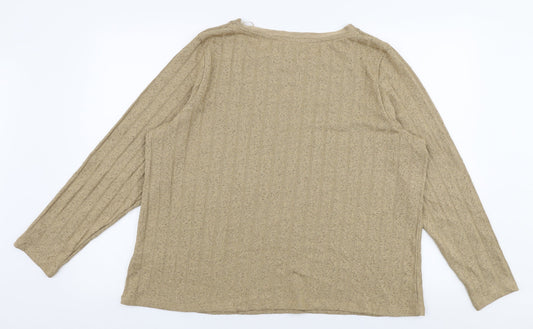 Marks and Spencer Womens Beige Round Neck Polyester Pullover Jumper Size 20