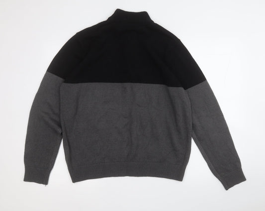 Brave Soul Mens Grey Mock Neck Acrylic Pullover Jumper Size XL