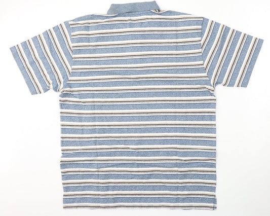 Leisurewear Mens Multicoloured Striped Cotton Polo Size L Collared