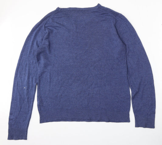 Cedar Wood State Mens Blue Round Neck Acrylic Pullover Jumper Size XL