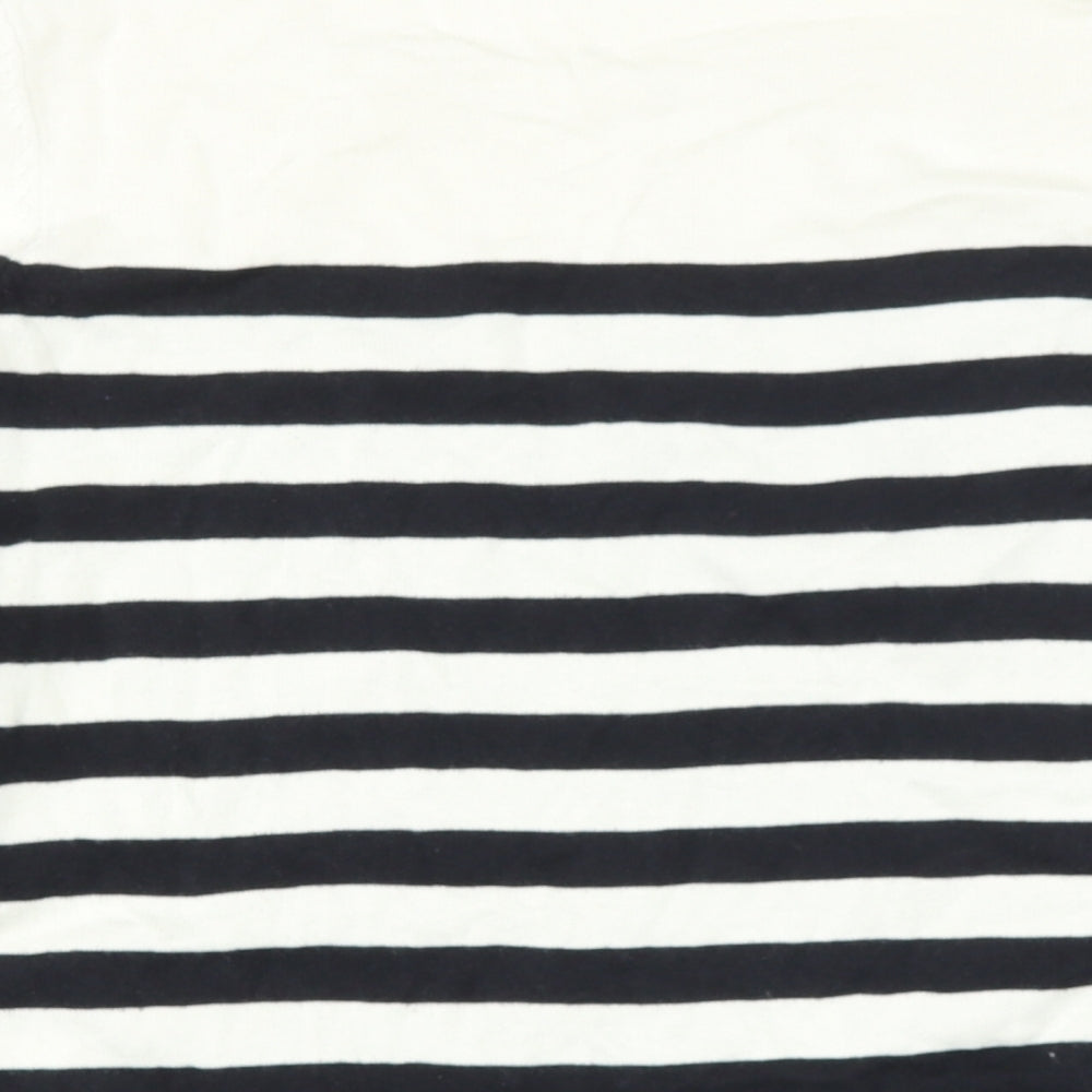 H&M Girls Blue Off the Shoulder Striped Cotton Pullover Jumper Size 9 Years
