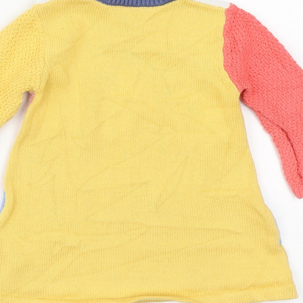 Nutmeg Girls Multicoloured Striped Cotton A-Line Size 3-6 Months Round Neck Button
