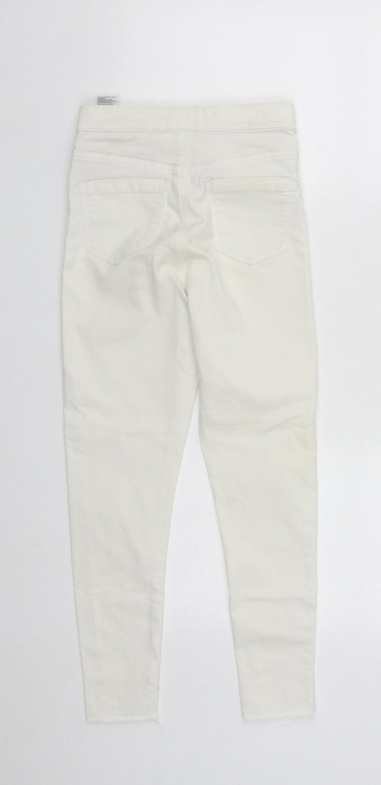 Topshop Womens White Cotton Cropped Jeans Size 24 in L24 in Regular Zip