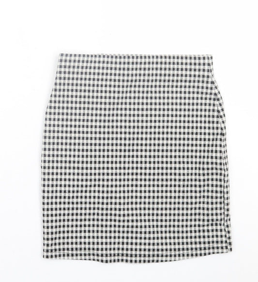 New Look Womens Grey Plaid Polyester Straight & Pencil Skirt Size 6