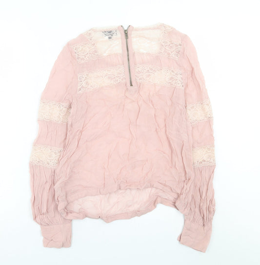 Topshop Womens Pink Viscose Basic Blouse Size 10 Collared
