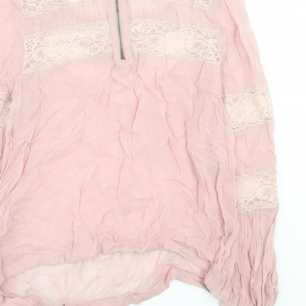Topshop Womens Pink Viscose Basic Blouse Size 10 Collared