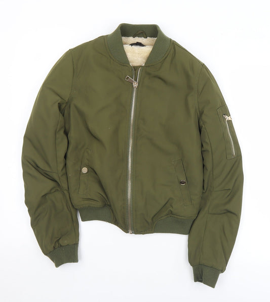 Womens UK Size 6 Missguided Green Bomber Jacket