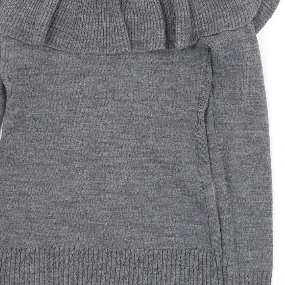 Boohoo Womens Grey Collared Acrylic Pullover Jumper Size 8