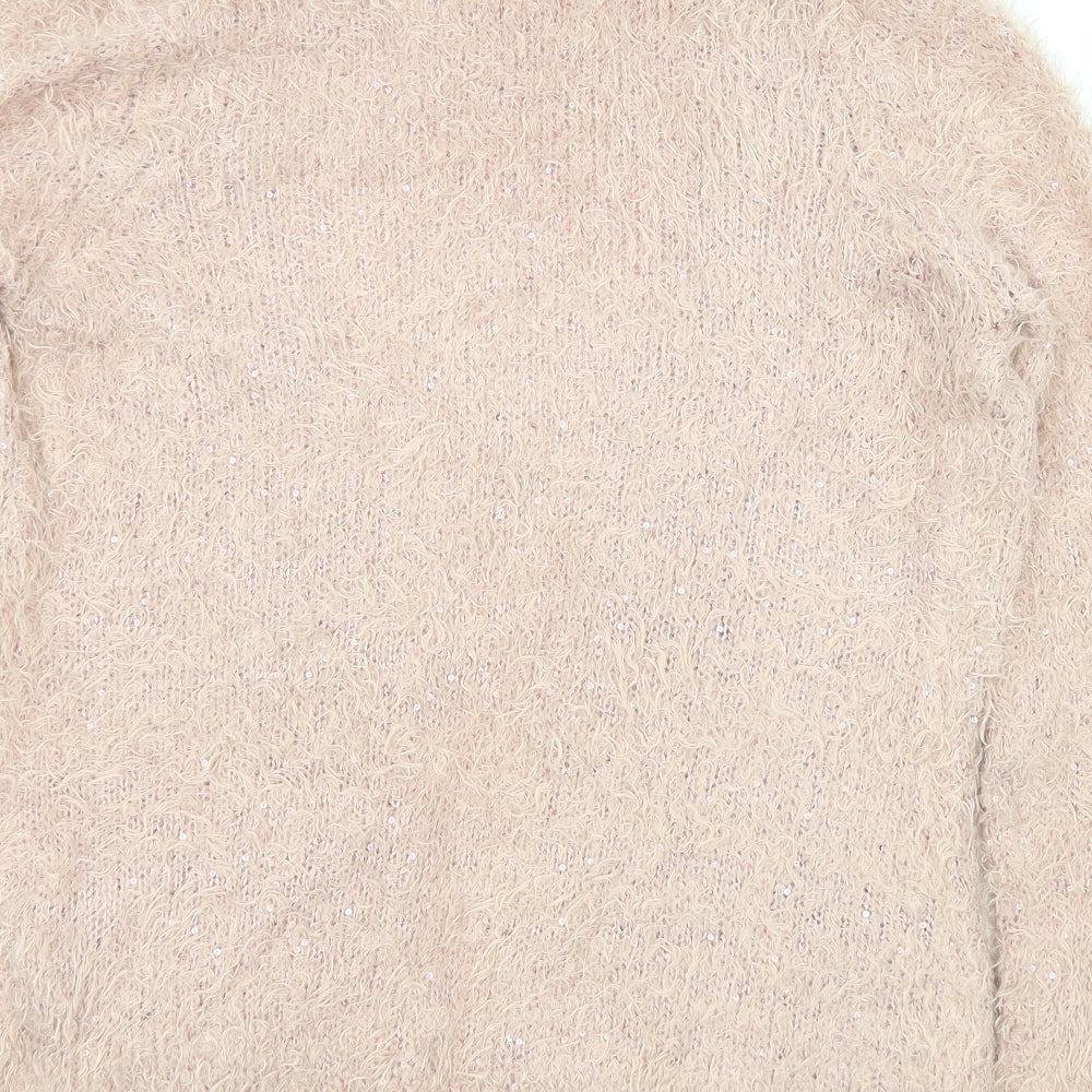 Heart & Soul Womens Pink Collared Polyester Cardigan Jumper Size 12