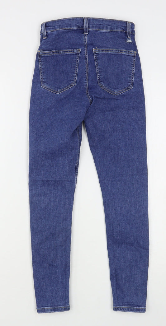Topshop Womens Blue Cotton Skinny Jeans Size 26 in L26 in Regular