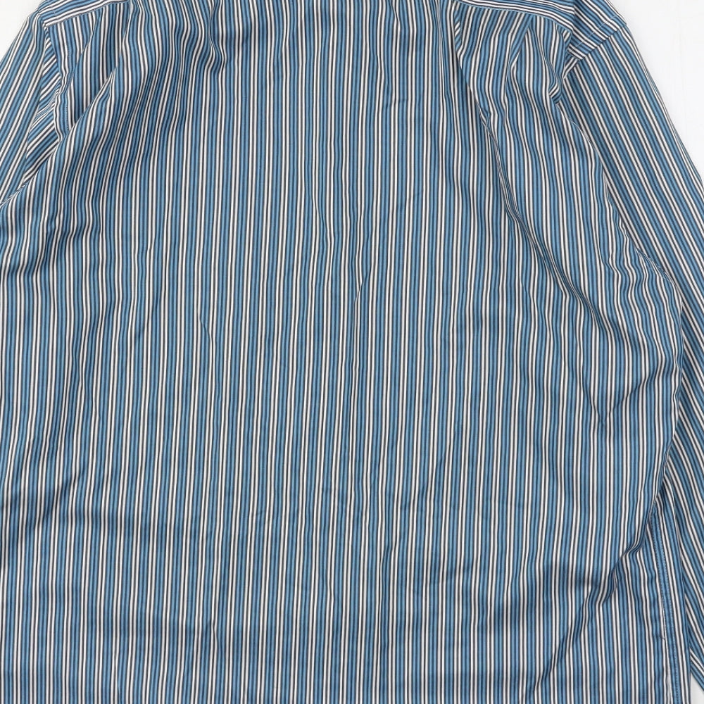 Daniel Grahame Mens Blue Striped Cotton Button-Up Size L Collared