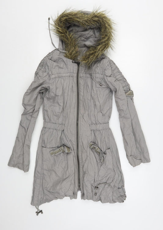A Style Womens Grey Parka Coat Size 6