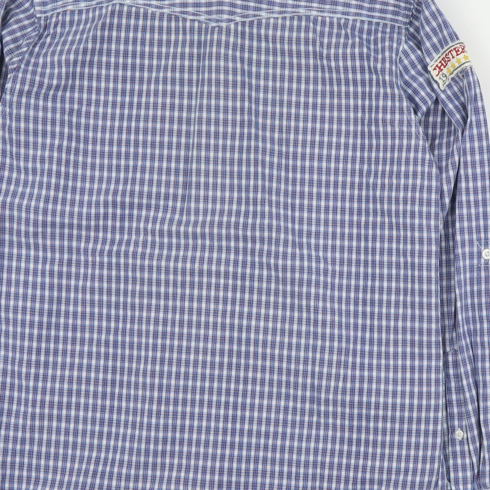 Urban Spirit Mens Blue Plaid Cotton Button-Up Size M Collared Snap