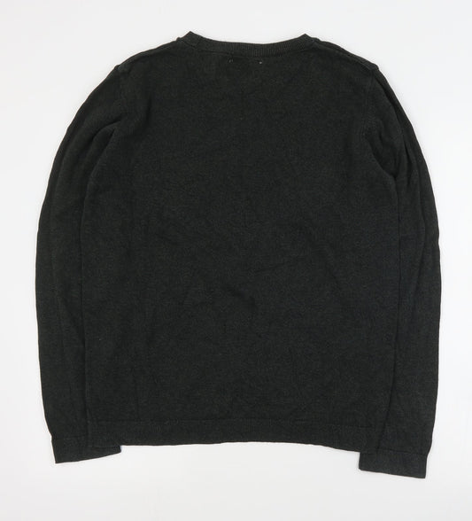 Topman Mens Green Round Neck Cotton Pullover Jumper Size M