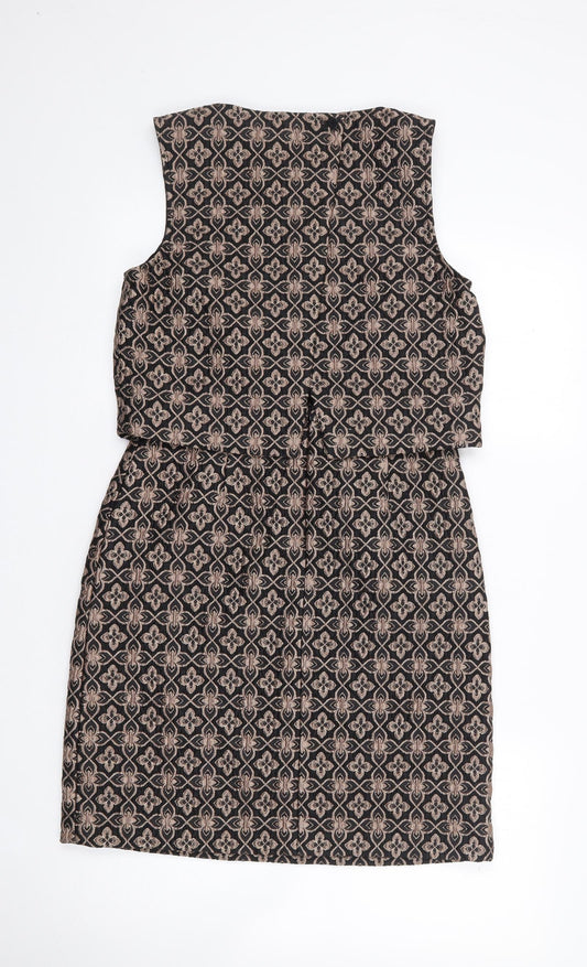 Marks and Spencer Womens Multicoloured Geometric Polyester A-Line Size 8 Round Neck Zip