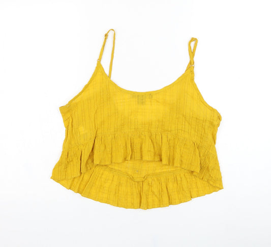 Primark Womens Yellow Cotton Cropped Tank Size 10 Round Neck